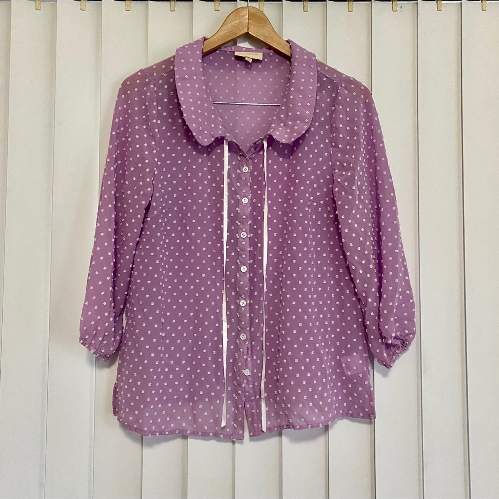 ModCloth Tie Button Up Cute Lavender Blouse
